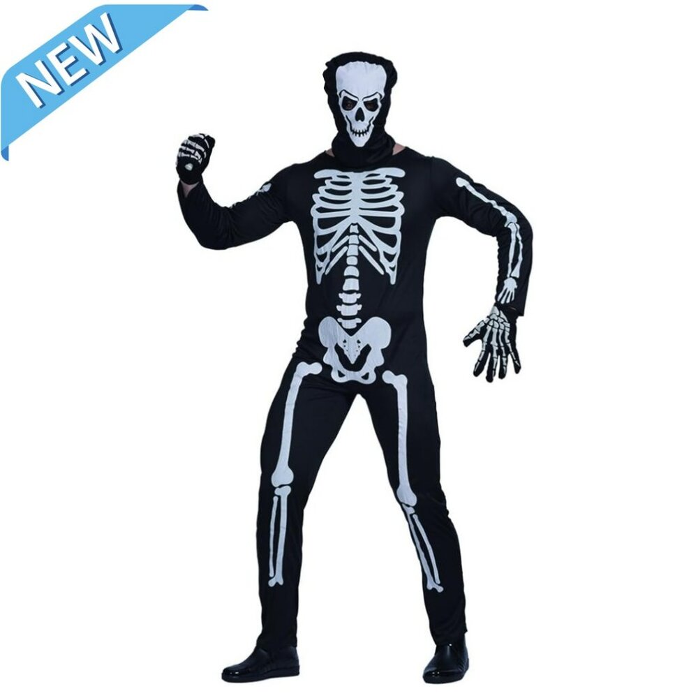 EraSpooky Skeleton 2 Piece Halloween Costume Black White Cosplay New Size Medium